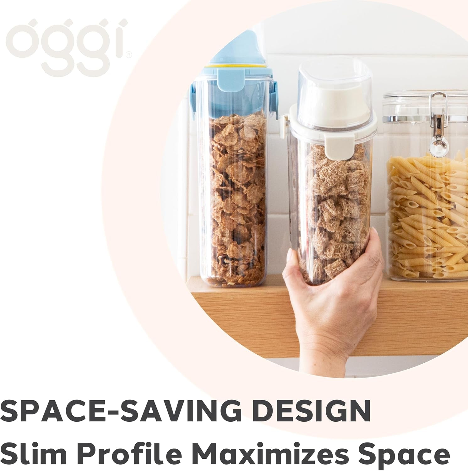 Easi Pour Airtight Food Storage Containers - Cereal Containers Storage, Rice Dispenser, Cereal Dispenser, Snack Storage Containers, Pasta Containers Storage, Containers with Lids - 60Oz / 1.8Lt
