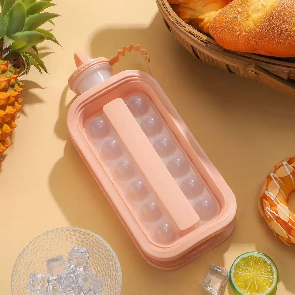 Easy Release Spherical Ice Ball Maker Mold, Food Grade Silicone round Ice Tray with Airtight Ice Storage Box & Freezer Storage Bag, Multi-Purpose Ice Making Tool for Whiskey, Coffee, Water Bottles & Cocktails