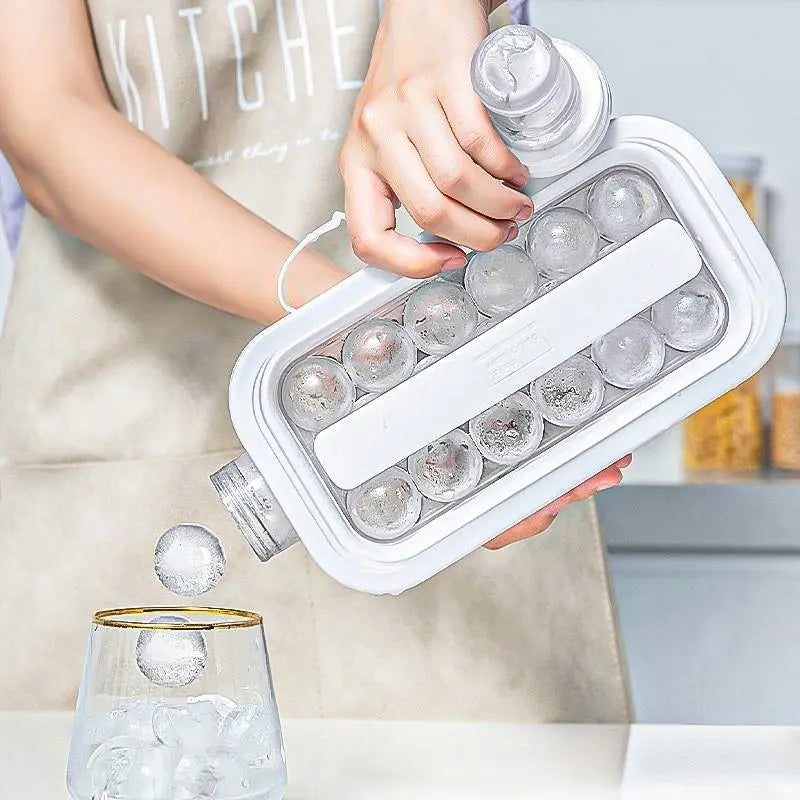Easy Release Spherical Ice Ball Maker Mold, Food Grade Silicone round Ice Tray with Airtight Ice Storage Box & Freezer Storage Bag, Multi-Purpose Ice Making Tool for Whiskey, Coffee, Water Bottles & Cocktails