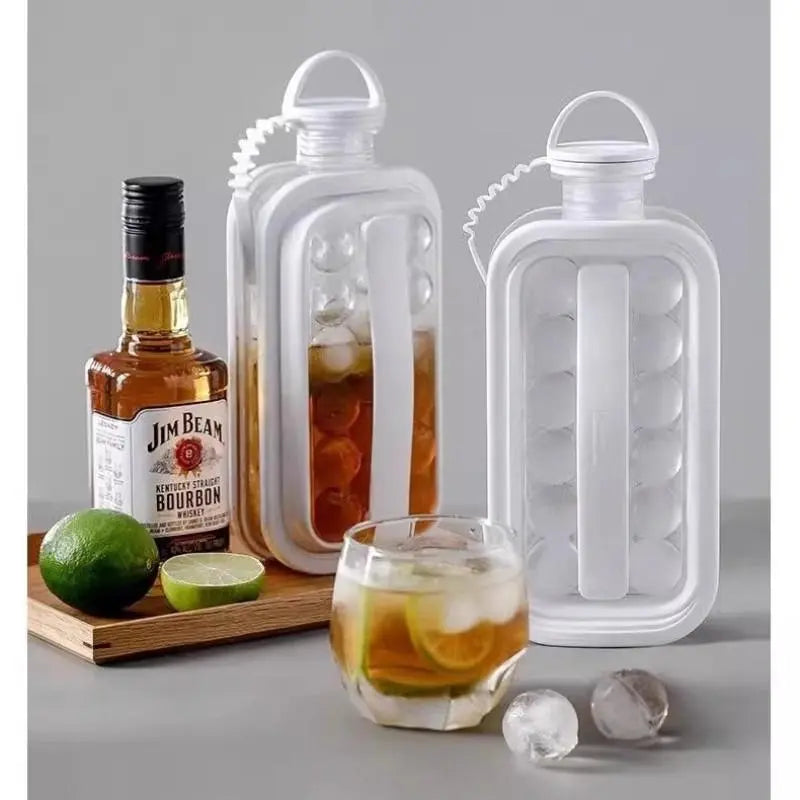 Easy Release Spherical Ice Ball Maker Mold, Food Grade Silicone round Ice Tray with Airtight Ice Storage Box & Freezer Storage Bag, Multi-Purpose Ice Making Tool for Whiskey, Coffee, Water Bottles & Cocktails