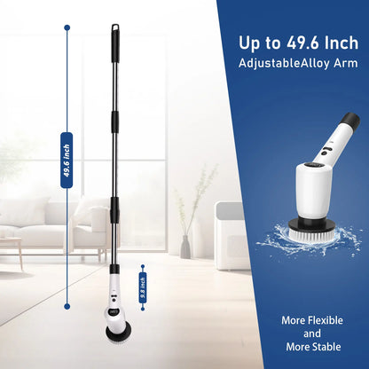 Electric Spin Scrubber，Upgrade Electric Spin Cordless Tub and Tile Scrubber W/ Adjustable Extension Arm，3 Speed 7 Replaceable Cleaning Heads，Power Spin Scrubbers Cleaning Bathroom，Floor，Car
