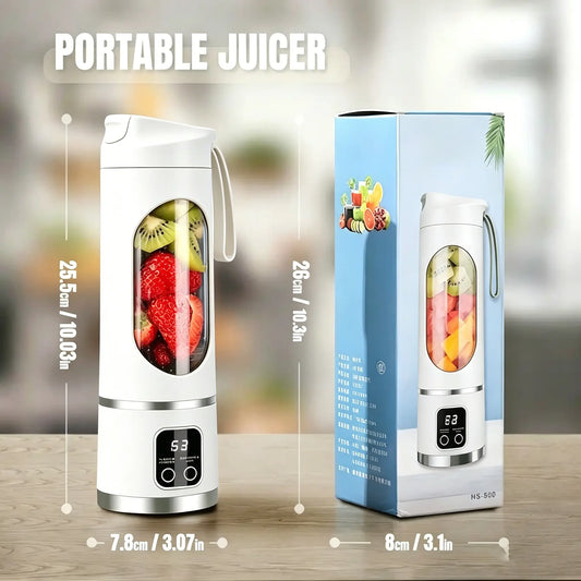 Portable 15.22 Oz USB Rechargeable Personal Blender with LED Display, Durable ABS Construction, Ideal for Smoothies and Juices - Essential for Home Kitchen