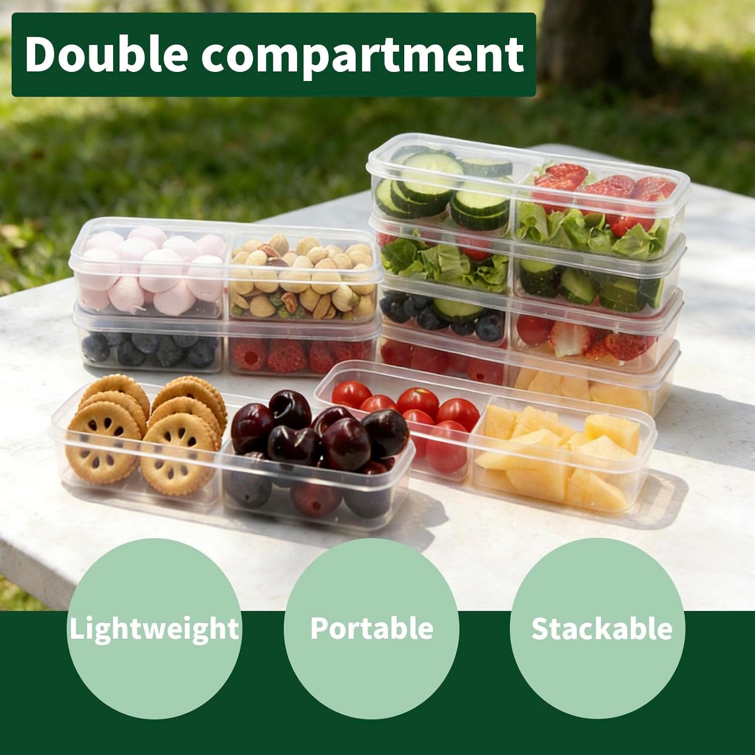 Snack Containers,Reusable Snack Containers with Lids,Snack Pack Containers for Portion Control and Meal Prep Lunch Containers for School Office Travel (Large 10-Pack)