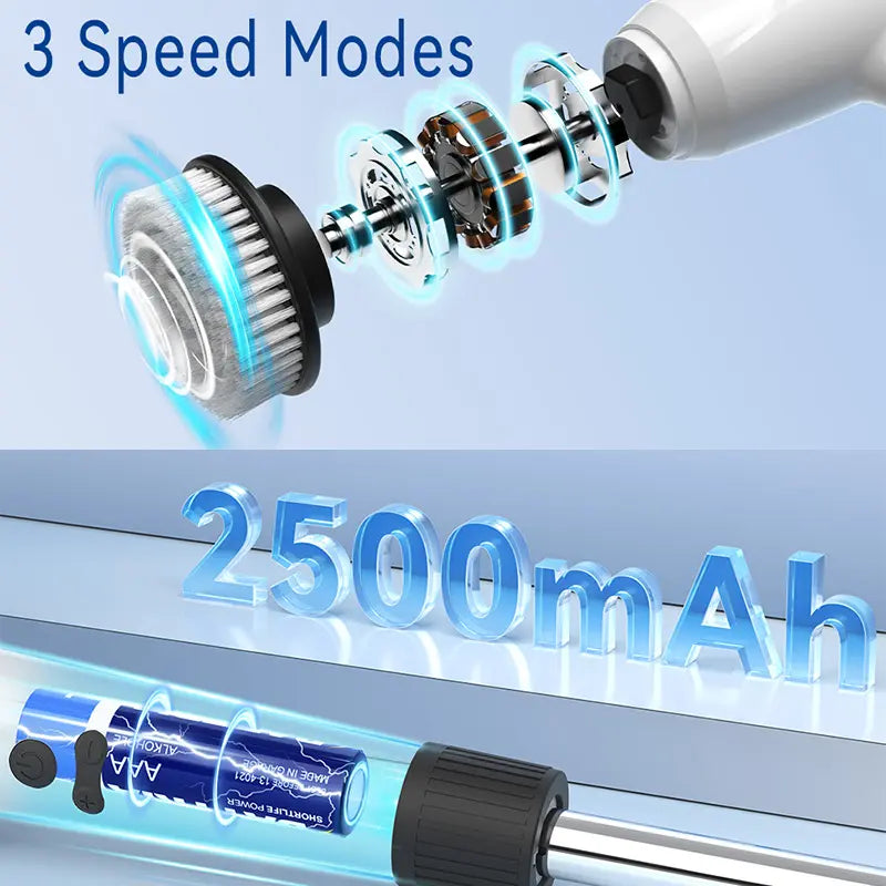 Electric Spin Scrubber，Upgrade Electric Spin Cordless Tub and Tile Scrubber W/ Adjustable Extension Arm，3 Speed 7 Replaceable Cleaning Heads，Power Spin Scrubbers Cleaning Bathroom，Floor，Car