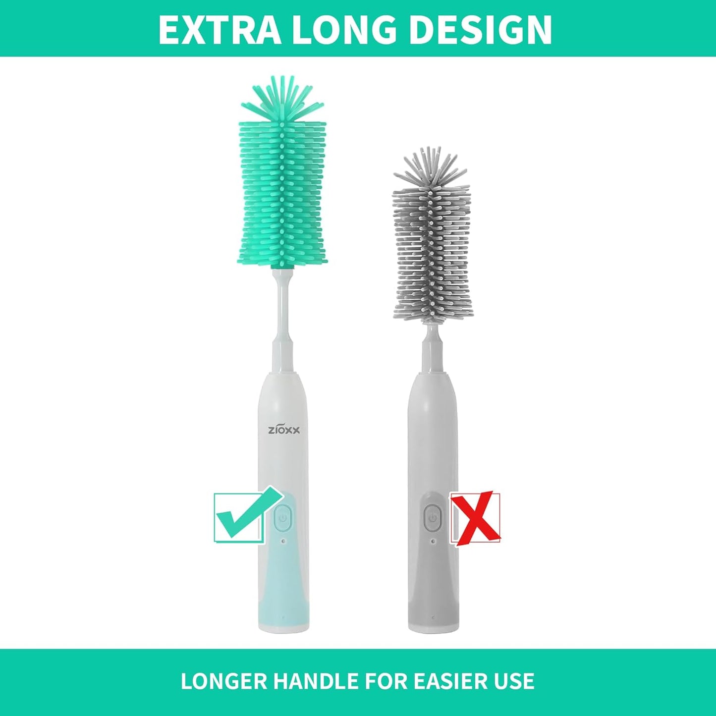 Electric Bottle Brush Cleaner, Portable Electric Baby Bottle Brush Cleaner for Travel, Rechargable Travel Bottle Cleaner Kit with Nipple & Straw Brush, Perfect Mom Essentials after Birth Gift, Green