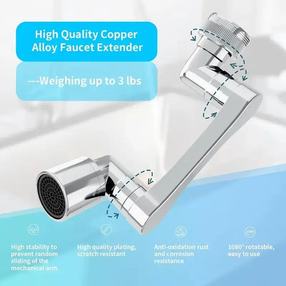 Metal Faucet Extender for Sinks 1080° Rotation Brass Aerator Extension Adjustable Sink Faucet Extension for Kitchens & Bathrooms