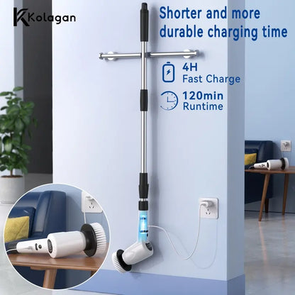 Electric Spin Scrubber，Upgrade Electric Spin Cordless Tub and Tile Scrubber W/ Adjustable Extension Arm，3 Speed 7 Replaceable Cleaning Heads，Power Spin Scrubbers Cleaning Bathroom，Floor，Car