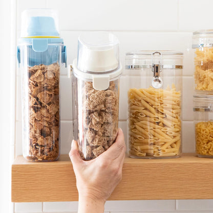 Easi Pour Airtight Food Storage Containers - Cereal Containers Storage, Rice Dispenser, Cereal Dispenser, Snack Storage Containers, Pasta Containers Storage, Containers with Lids - 60Oz / 1.8Lt