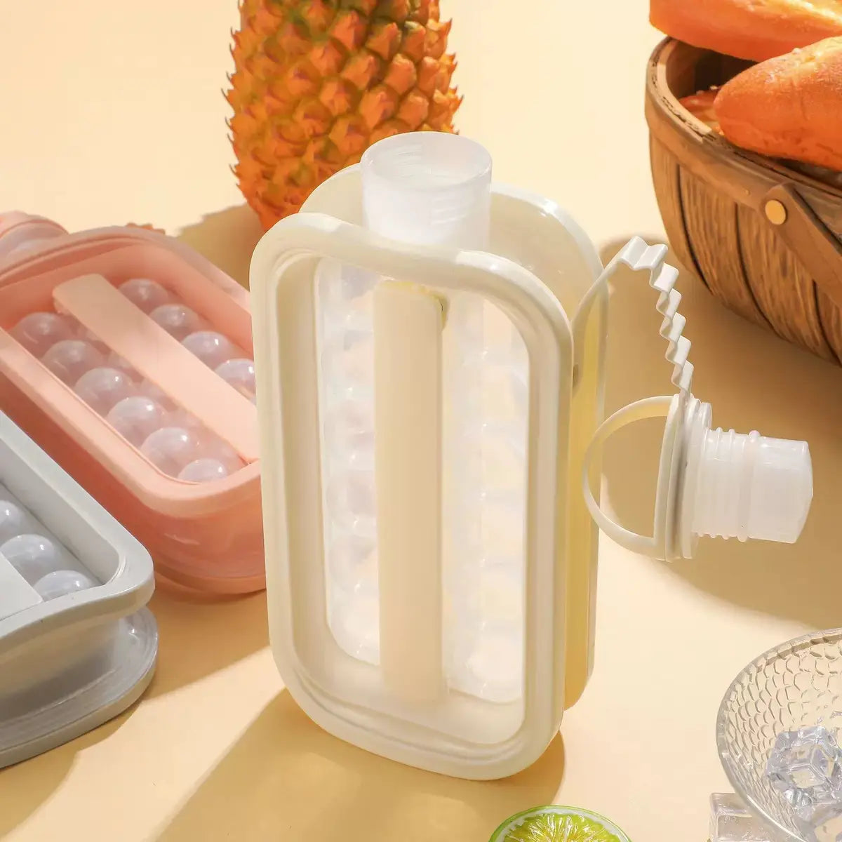 Easy Release Spherical Ice Ball Maker Mold, Food Grade Silicone round Ice Tray with Airtight Ice Storage Box & Freezer Storage Bag, Multi-Purpose Ice Making Tool for Whiskey, Coffee, Water Bottles & Cocktails