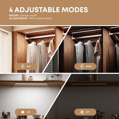 under Cabinet Motion sensor Lighting Wireless, 2 Pack 8.3 Inch 1500Mah 6500K Dimmable Motion Sensor Light Indoor, Rechargeable LED under Counter Lights for Kitchen, Shelf, Stairs, Closet