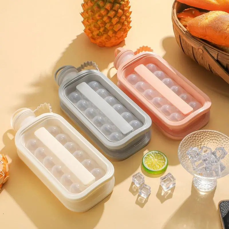 Easy Release Spherical Ice Ball Maker Mold, Food Grade Silicone round Ice Tray with Airtight Ice Storage Box & Freezer Storage Bag, Multi-Purpose Ice Making Tool for Whiskey, Coffee, Water Bottles & Cocktails